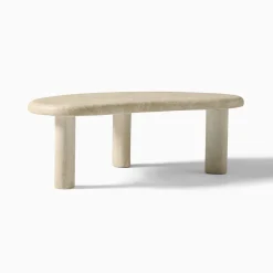 West Elm Cannellini Faux Travertine Outdoor Coffee Table (47")