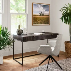 West Elm Carved Mango Wood Writing Desk (56")
