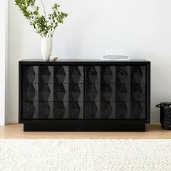 West Elm Carved Pattern Solid Wood 6-Drawer Dresser (62")