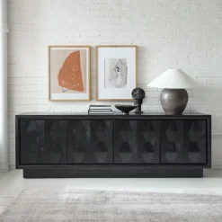 West Elm Carved Pattern Solid Wood Media Console (–)
