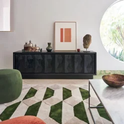 West Elm Carved Pattern Solid Wood Media Console (–)