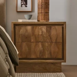 West Elm Carved Pattern Solid Wood Nightstand (26")