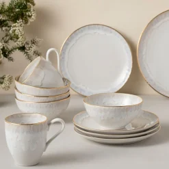 West Elm Casafina Taormina Stoneware Gold-Rimmed Dinnerware