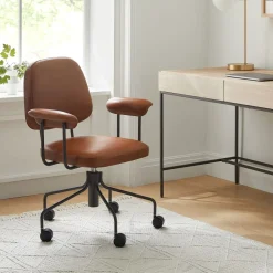 West Elm Cash Leather Swivel Office Chair