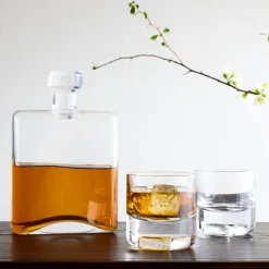West Elm Cask Whiskey Decanter and Glasses