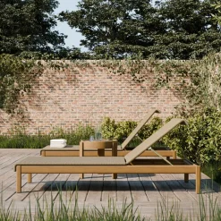 West Elm Cassis Outdoor Teak Stacking Chaise Lounge