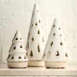 West Elm Ceramic Tree & Village Tealight Candleholders