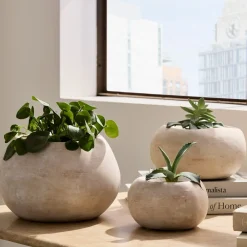 West Elm Chloe Textured Stone Planters