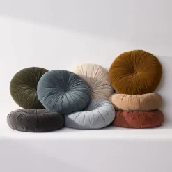 West Elm Classic Cotton Velvet Tufted Round Pillow