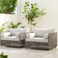 West Elm Coastal Wicker Outdoor Lounge Chair