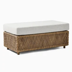 West Elm Coastal Wicker Outdoor Ottoman