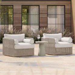West Elm Coastal Wicker Outdoor Swivel Chair