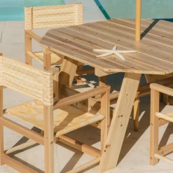 Kids West Elm Coco Village Patio Chairs, Table & Umbrella Set