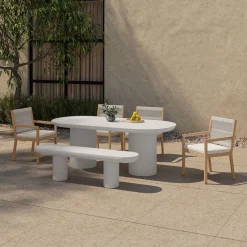 West Elm Contemporary Indoor/Outdoor Concrete Dining Table (83")