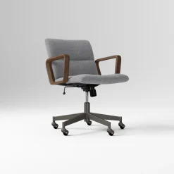West Elm Cooper Swivel Office Chair w/ Wood Arms
