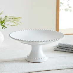 West Elm Costa Nova Pearl White Stoneware Cake Stand