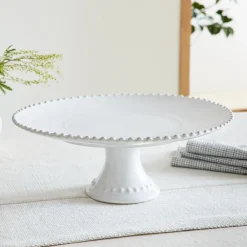 West Elm Costa Nova Pearl White Stoneware Cake Stand