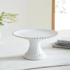 West Elm Costa Nova Pearl White Stoneware Footed Plate