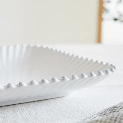 West Elm Costa Nova Pearl White Stoneware Large Rectangular Platter