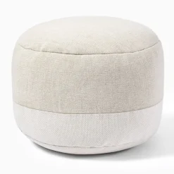 West Elm Cotton Canvas Round Pouf