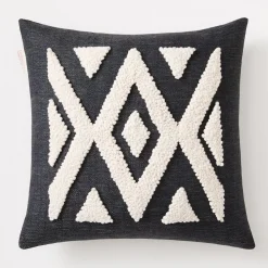 West Elm Cotton Tree Punch Needle Ndebele Pillow