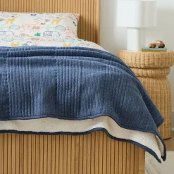 West Elm Cozy Jersey Linear Twin Blanket