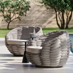 West Elm Cozy Upholstered Outdoor Swivel Chair