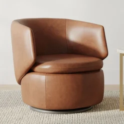 West Elm Crescent Leather Swivel Chair