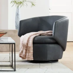 West Elm Crescent Leather Swivel Chair