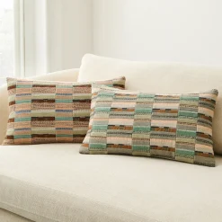 West Elm Crewel Multi Geo Block Pillow Cover