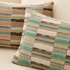 West Elm Crewel Multi Geo Block Pillow Cover