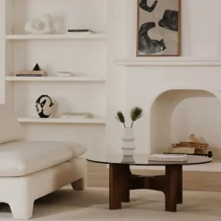 West Elm Csilla Round Glass Coffee Table (42")