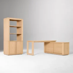 West Elm Cutler L-Shaped Desk (68") & Bookcase (36") Set