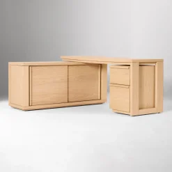 West Elm Cutler L-Shaped Desk (68") & File Cabinet (16") Set