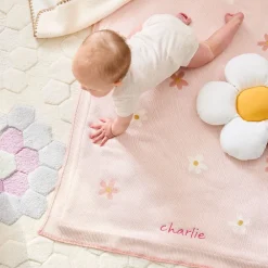 Kids West Elm Daisy Knit Sherpa Baby Blanket