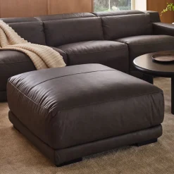 West Elm Dalton Motion Leather Ottoman