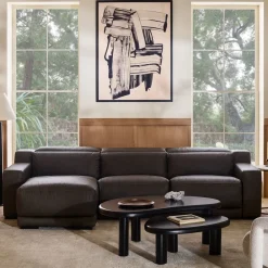 West Elm Dalton Motion Reclining Leather 3-Piece Chaise Sectional (119.5")