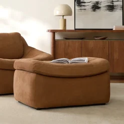 West Elm Danver Leather Ottoman