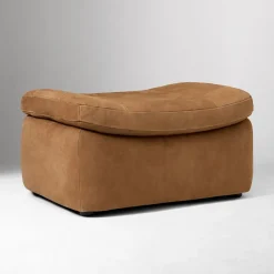 West Elm Danver Leather Ottoman