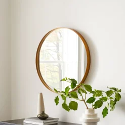 West Elm Deep Frame Round Thin Metal Wall Mirror