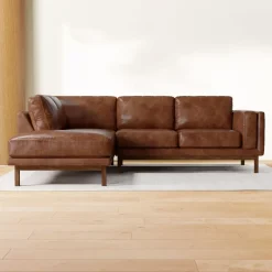 West Elm Dekalb Leather 2-Piece Bumper Chaise Sectional (102")