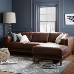 West Elm Dekalb Leather 2-Piece Chaise Sectional (102")