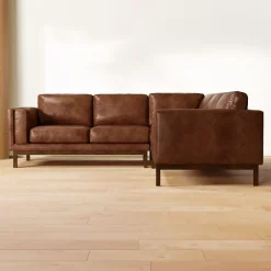 West Elm Dekalb Leather 3-Piece L-Shaped Sectional (102")