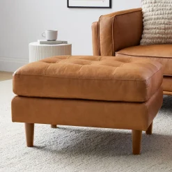 West Elm Dennes Leather Ottoman