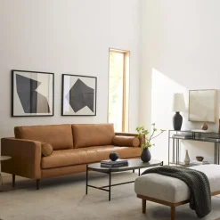 West Elm Dennes Leather Sofa (72"–88")