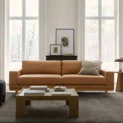 West Elm Dewitt Leather Sofa (76"–96")