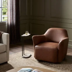 West Elm Dothan Leather Swivel Chair