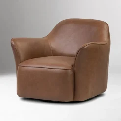 West Elm Dothan Leather Swivel Chair