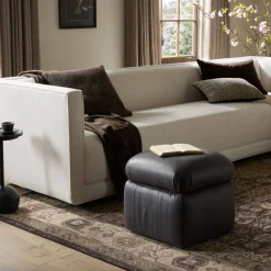 West Elm Dravien Leather Ottoman