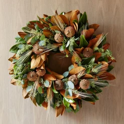 West Elm Dried Magnolia Wheat Wreath